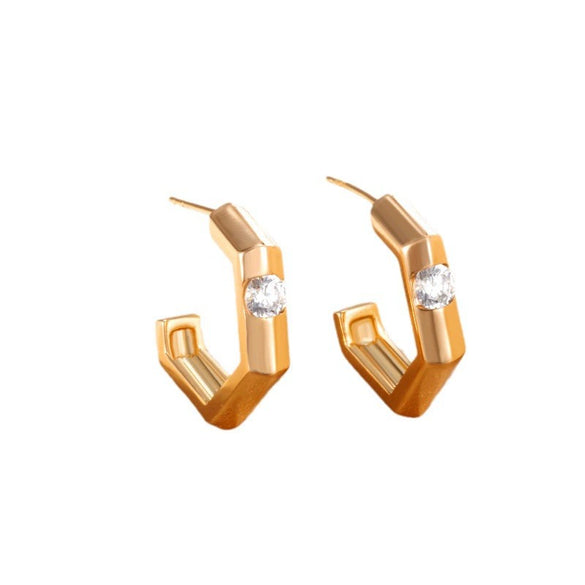 Wholesale Jewelry Alloy Geometric Polygon Cshaped Electroplated Diecast Earrings For Women