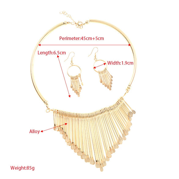 Wholesale Jewelry Alloy Geometric Style Electroplating Tassel Multi Layer Jewelry For Women