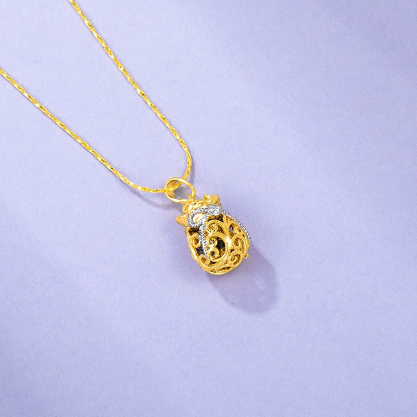 Wholesale Jewelry Alloy Gold Plated Geometric Bow Treasure Bag Pendant For Women Retro Style