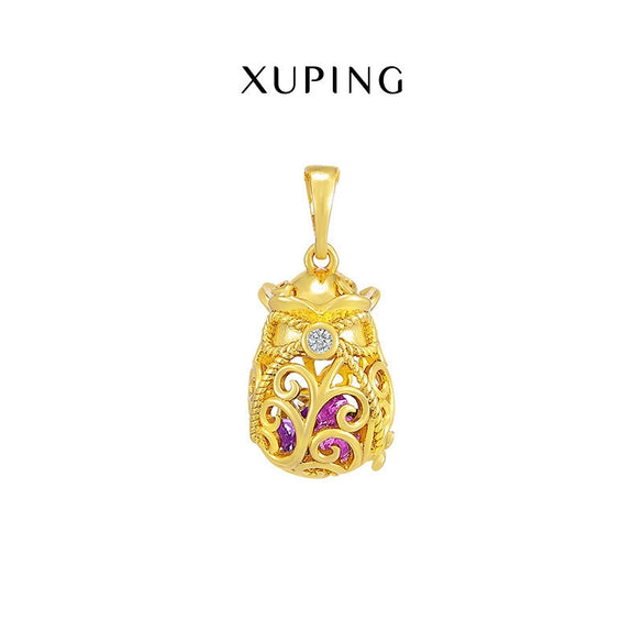 Wholesale Jewelry Alloy Gold Plated Geometric Bow Treasure Bag Pendant For Women Retro Style