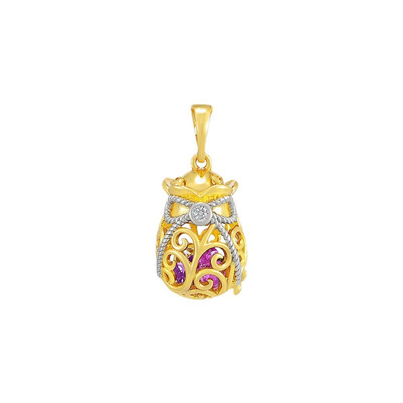 Wholesale Jewelry Alloy Gold Plated Geometric Bow Treasure Bag Pendant For Women Retro Style