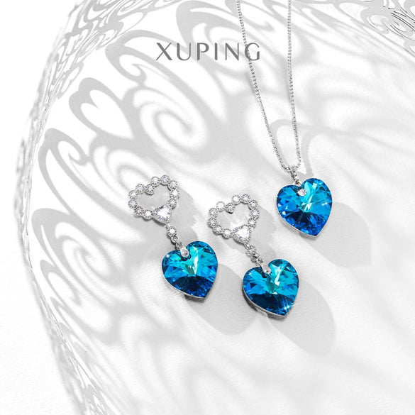 Wholesale Jewelry Alloy Gold Plated Heart Shaped Imitation Crystal Set With Love Water Drops Bell Pattern For Women