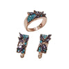 Wholesale Jewelry Alloy Green Leaf Shape Inlaid Purple Crystal Zircon Electroplating Unisex