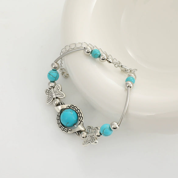Wholesale Jewelry Alloy Handmade Retro Animal Pattern Joker Pine Stone Bracelet