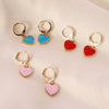 Wholesale Jewelry Alloy Heart Shape Dripping Oil Fashion Women's Earrings