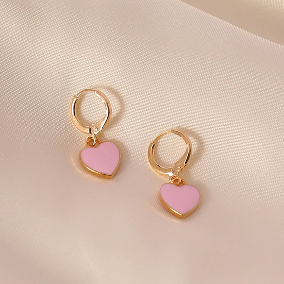 Wholesale Jewelry Alloy Heart Shape Dripping Oil Fashion Women's Earrings