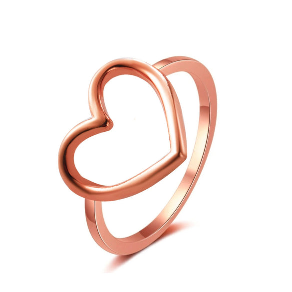 Wholesale Jewelry Alloy Heartshaped Hollow Love Ring Minimalist Style Electroplated Women's Finger Ring