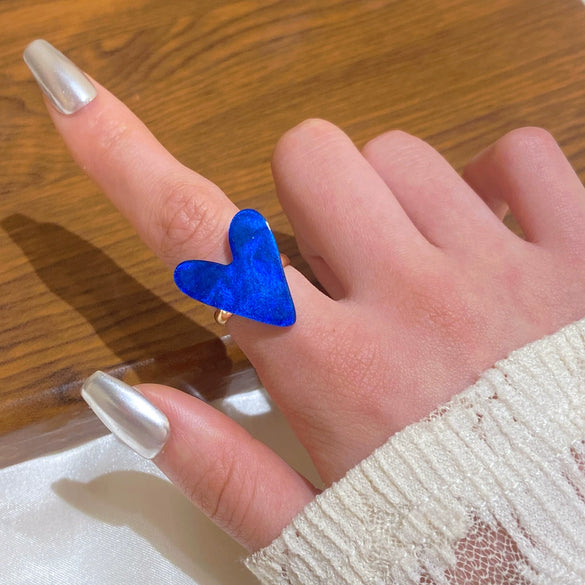 Wholesale Jewelry Alloy Heartshaped Hollow Love Ring Minimalist Style Electroplated Women's Finger Ring