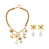 Wholesale Jewelry Alloy Inlaid With Gemstones Flowers Style Earrings And Necklace Set