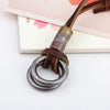 Wholesale Jewelry Alloy Leather Rope Cowhide Geometric Electroplating Ring Pendant Necklace For Men