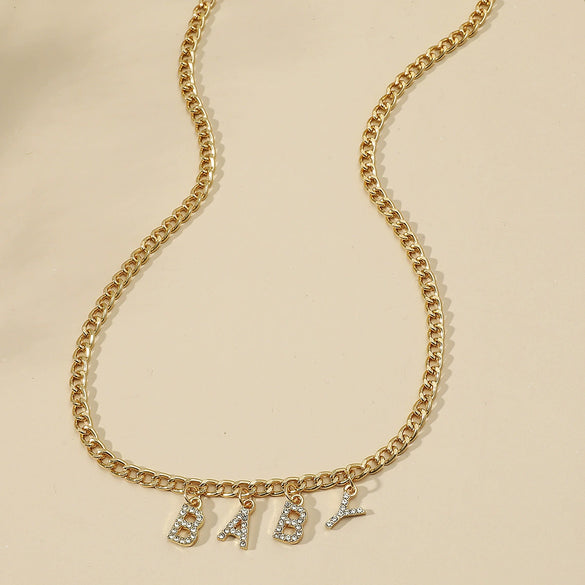 Wholesale Jewelry Alloy Letter Pendant Necklace Vintage Hip Hop Clavicle Chain Couple Accessories