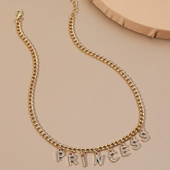 Wholesale Jewelry Alloy Letter Pendant Necklace Vintage Hip Hop Clavicle Chain Couple Accessories