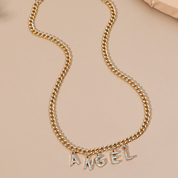 Wholesale Jewelry Alloy Letter Pendant Necklace Vintage Hip Hop Clavicle Chain Couple Accessories