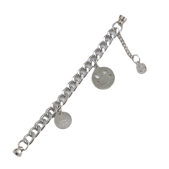 Wholesale Jewelry Alloy Metal Smiley Face Letters Bracelet Handmade Electroplated