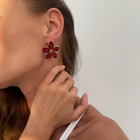 Wholesale Jewelry Alloy Oil Drop Flower Enamel Electroplated Women's Earrings