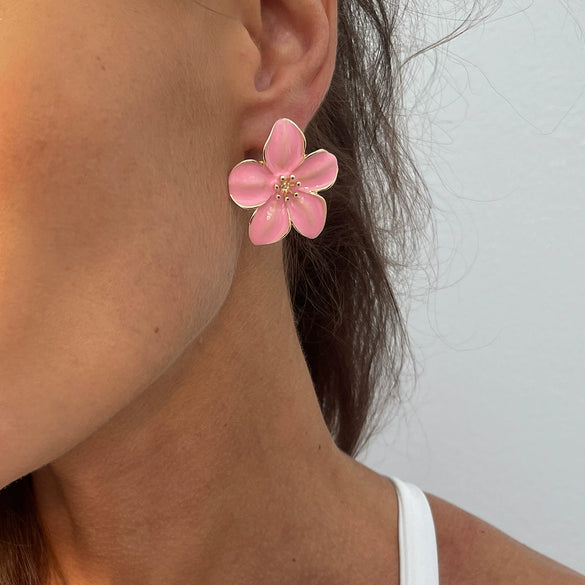 Wholesale Jewelry Alloy Oil Drop Flower Enamel Electroplated Women's Earrings