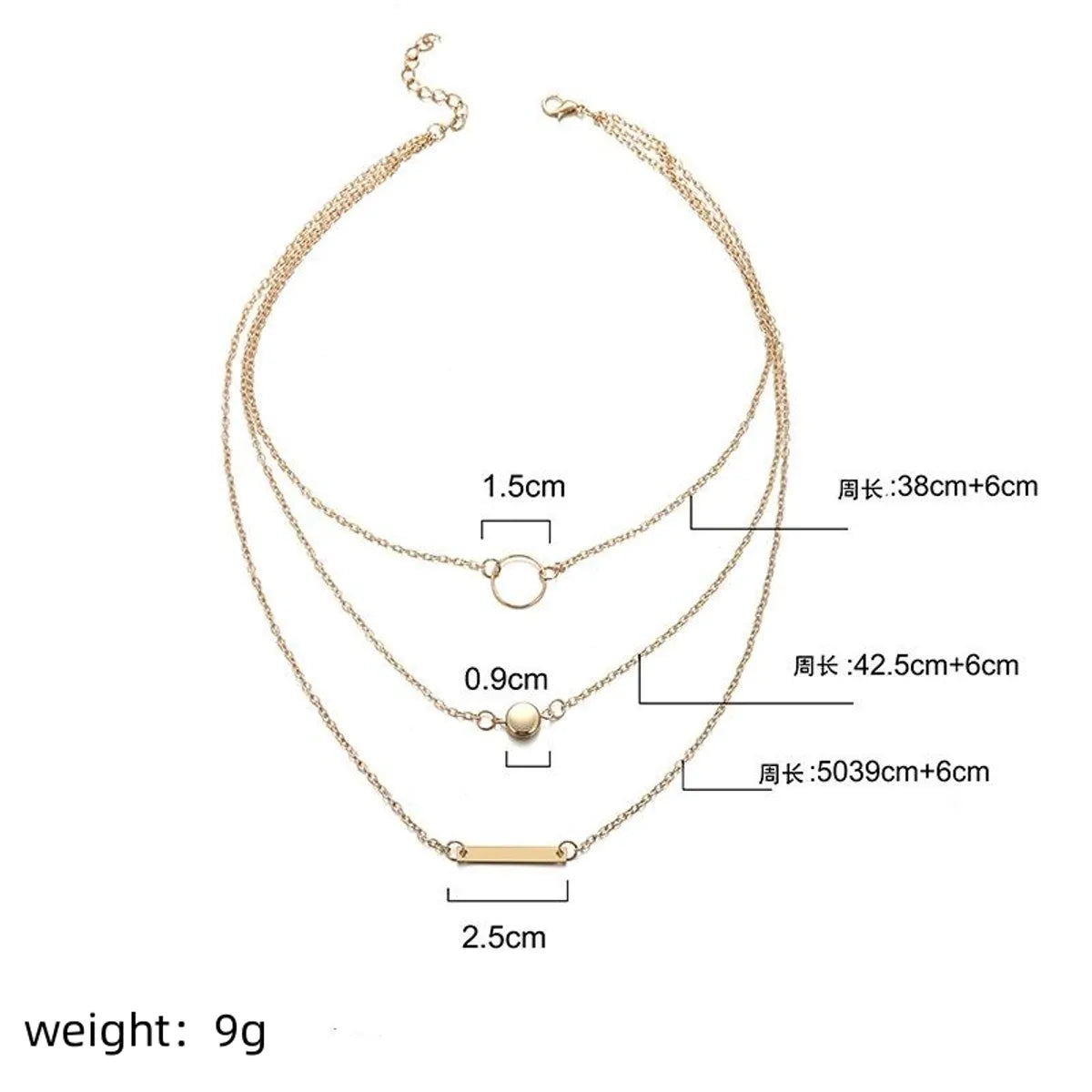 Wholesale Jewelry Alloy Simple Geometric Circle Pendant Fashion Necklace Women