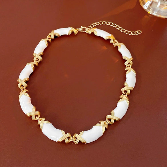 Wholesale Jewelry Alloy Twisted Geometric Electroplating Earrings Necklace Set