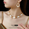 Wholesale Jewelry Alloy Twisted Geometric Electroplating Earrings Necklace Set
