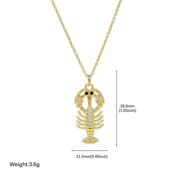 Wholesale Jewelry Animal Pattern Copper Pendant Necklace With Electroplating Ocean Shells Conch Starfish Small Fish Tropical Fish Shrimp Design