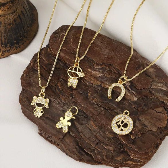 Wholesale Jewelry Animal Pendant Necklace Copper Plating Inlay