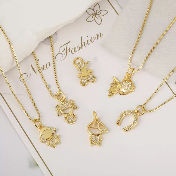 Wholesale Jewelry Animal Pendant Necklace Copper Plating Inlay