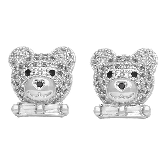 Wholesale Jewelry Animal Style Bear Earrings For Women Copper Inlaid With Zircon