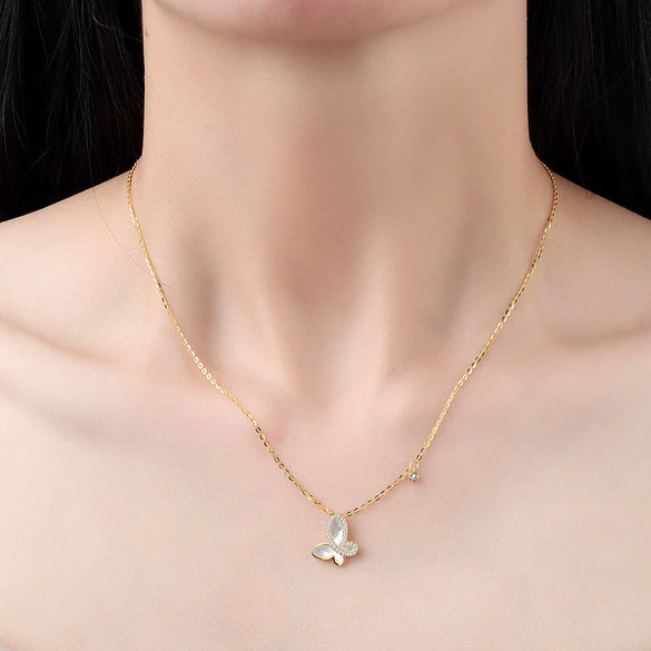 Wholesale Jewelry Animal Style Geometric 925 Sterling Silver Necklace With Microinlaid Zircon And Electroplating