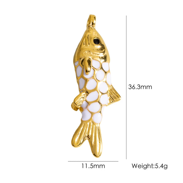 Wholesale Jewelry Animal Style Stainless Steel Three Dimensional Fish Pendant With Enamel Color And Vacuum Furnace Electroplating