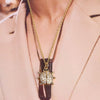 Wholesale Jewelry Animal Zodiac Copper Zircon Dripping Oil Pattern 18K Gold Plated Water Wave Chain Necklace