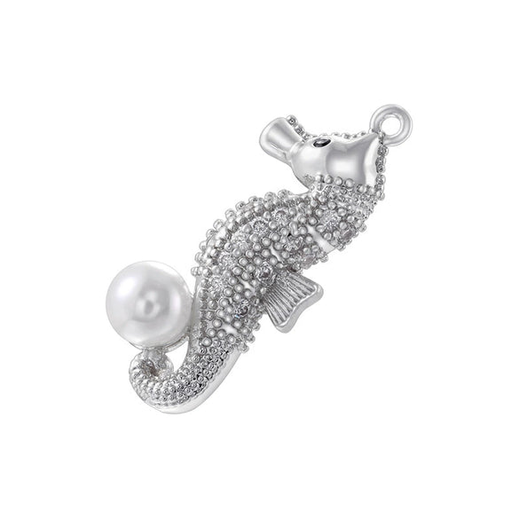 Wholesale Jewelry Animal Zodiac Copper Zirconia Rabbit Pin Croissant Starfish Seahorse Dolphin Pendant