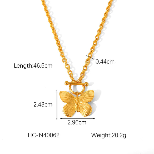 Wholesale Jewelry Animals Insects Geometric Stainless Steel And Titanium Steel Butterfly Pendant Necklace Bracelet Ring With Electroplating For Women