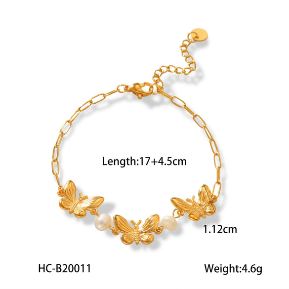 Wholesale Jewelry Animals Insects Geometric Stainless Steel And Titanium Steel Butterfly Pendant Necklace Bracelet Ring With Electroplating For Women