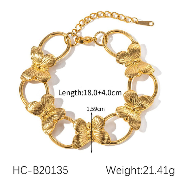Wholesale Jewelry Animals Insects Geometric Stainless Steel And Titanium Steel Butterfly Pendant Necklace Bracelet Ring With Electroplating For Women