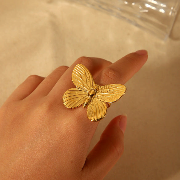 Wholesale Jewelry Animals Insects Geometric Stainless Steel And Titanium Steel Butterfly Pendant Necklace Bracelet Ring With Electroplating For Women