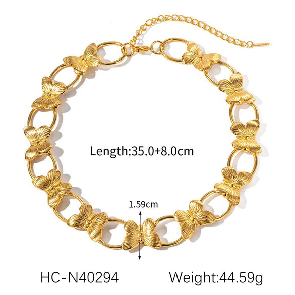 Wholesale Jewelry Animals Insects Geometric Stainless Steel And Titanium Steel Butterfly Pendant Necklace Bracelet Ring With Electroplating For Women