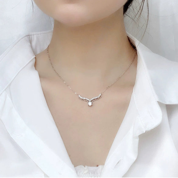 Wholesale Jewelry Animals Zodiac 925 Sterling Silver Moissanite Forest Antler Pendant Set With Cross Chain