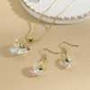 Wholesale Jewelry Artificial Crystal Love Heart Pendant Necklace And Earrings Set With Snake Chain And Electroplating