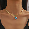 Wholesale Jewelry Artificial Crystal Love Heart Pendant Necklace And Earrings Set With Snake Chain And Electroplating