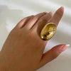 Wholesale Jewelry Artistic Oversized Commute Geometric Solid Color 316L Stainless Steel  18K Gold Plated Rings