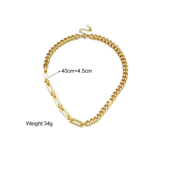 Wholesale Jewelry Asymmetric Chain Titanium Steel Heavy Industry Punk Hiphop Style Electroplated Necklace