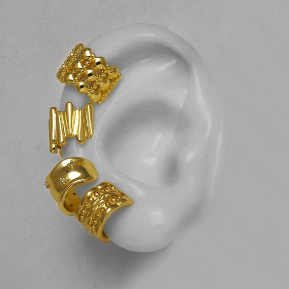 Wholesale Jewelry Asymmetrical Nonpiercing Ear Clip Geometric Copper Goldplated Ear Cuff