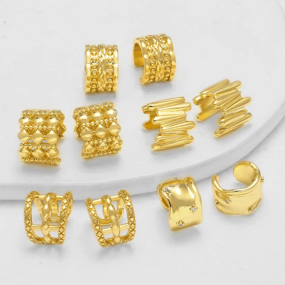Wholesale Jewelry Asymmetrical Nonpiercing Ear Clip Geometric Copper Goldplated Ear Cuff