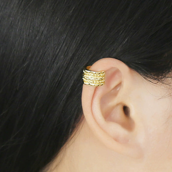 Wholesale Jewelry Asymmetrical Nonpiercing Ear Clip Geometric Copper Goldplated Ear Cuff