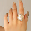 Wholesale Jewelry Baroque Alloy Inlaid Imitation Pearl Geometric Irregular Ring