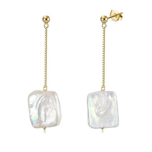 Wholesale Jewelry Baroque Natural Freshwater Pearl S925 Sterling Silver Earrings