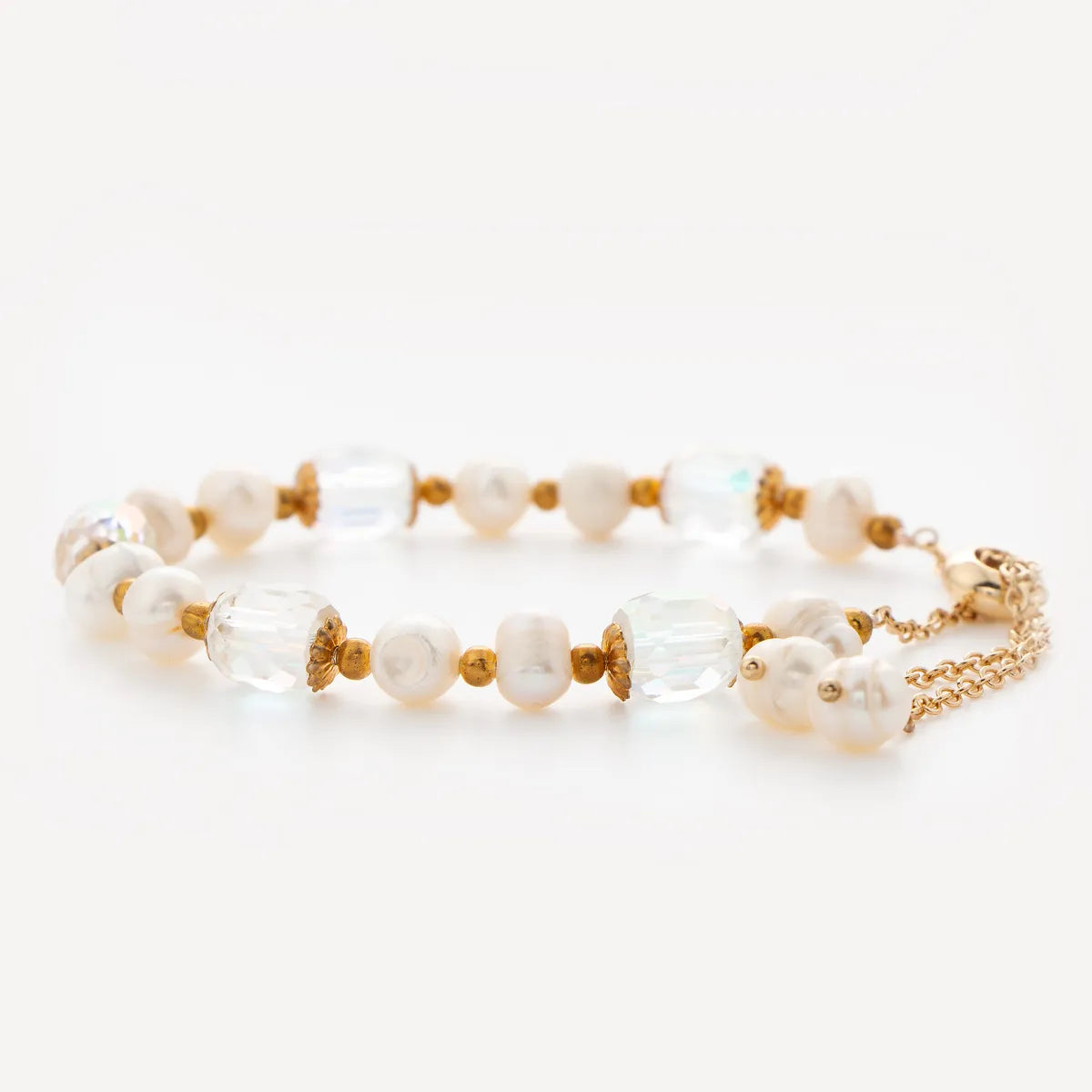 Wholesale Jewelry Baroque Style Modern Style Korean Style Oval Rhombus Artificial Crystal Freshwater Pearl Copper 18K Gold Plated Bracelets