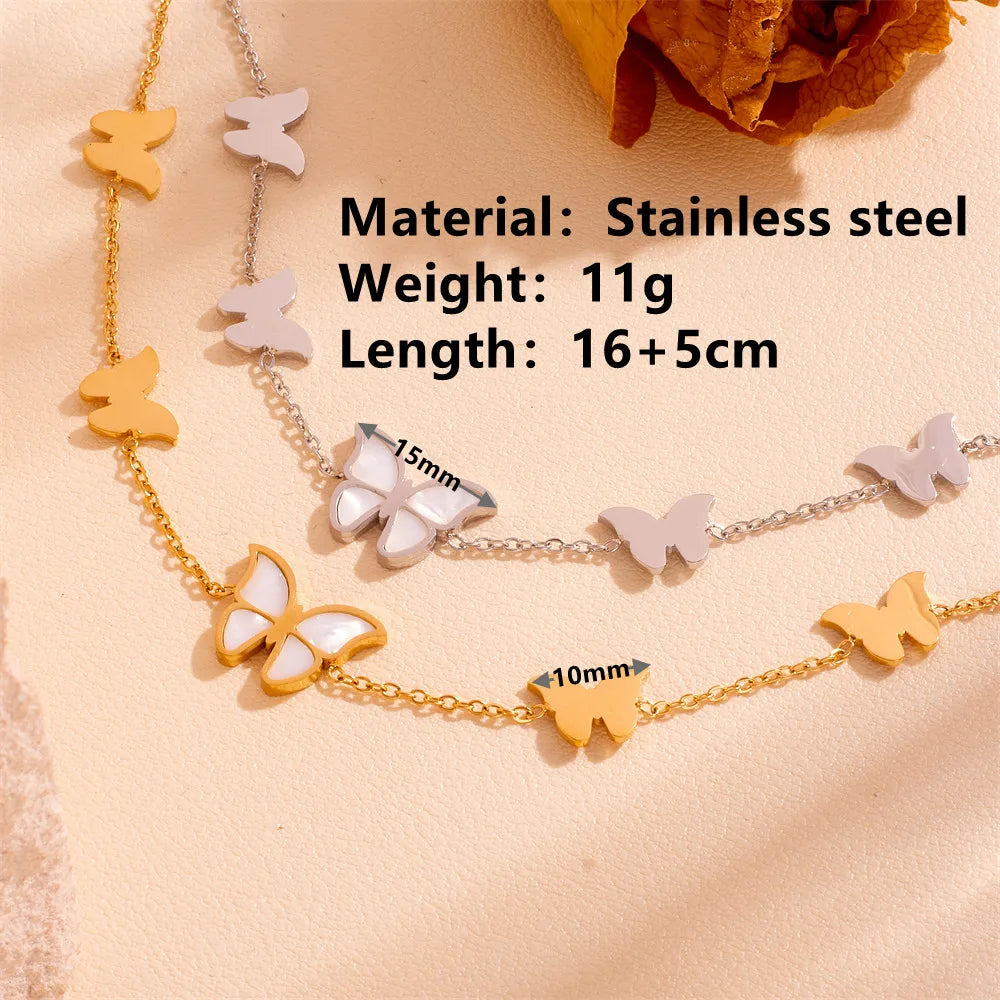 Wholesale Jewelry Basic Butterfly Titanium Steel Acrylic 18K Gold Plated Bracelets Anklet