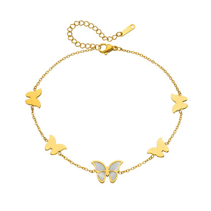 Wholesale Jewelry Basic Butterfly Titanium Steel Acrylic 18K Gold Plated Bracelets Anklet