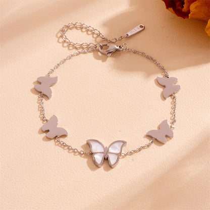 Wholesale Jewelry Basic Butterfly Titanium Steel Acrylic 18K Gold Plated Bracelets Anklet